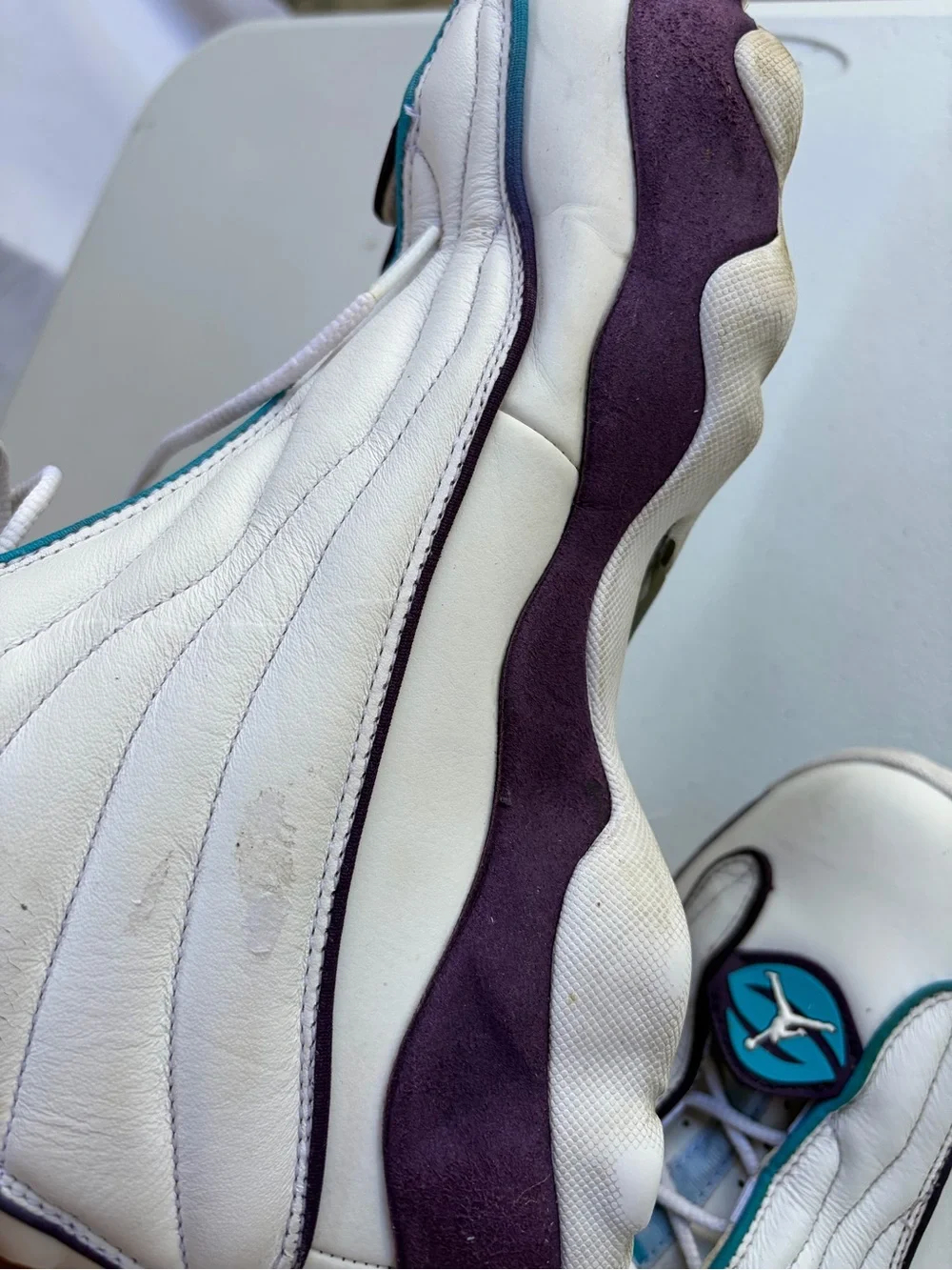 Jordan Men's White Teal and Black Basketball Sneakers